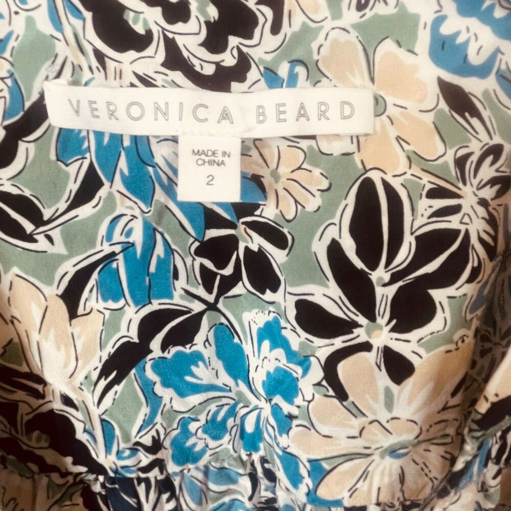 Veronica Beard Teagan Silk Ruched Plunge Maxi Dress Floral Print Size 2 EUC - Picture 5 of 15